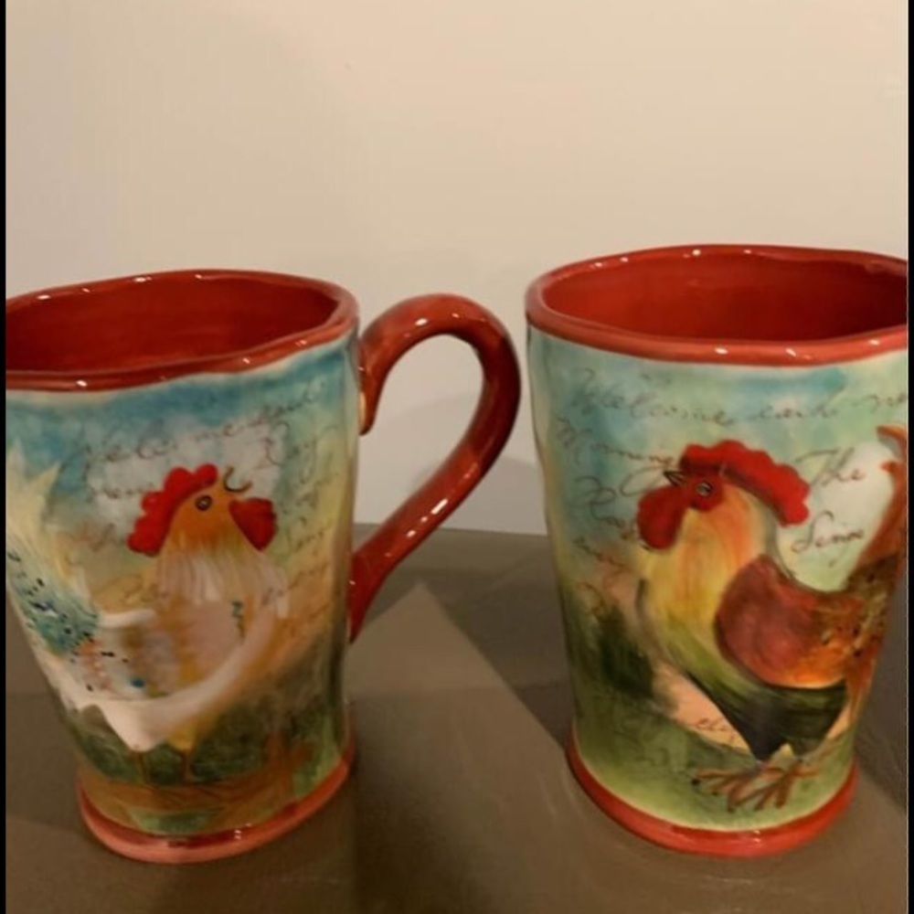 DONATED Susan Winget Set Of Four Rooster Coffee Cups - Picture 3 of 3